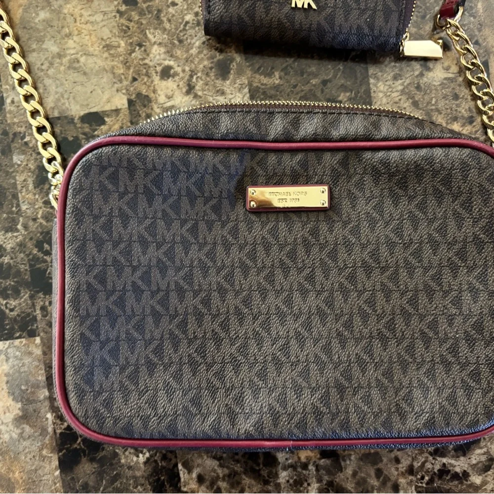 Michael Kors Crossbody Bag Set in Brown and Pink 3 piece set 💖 - Picture 2 of 7